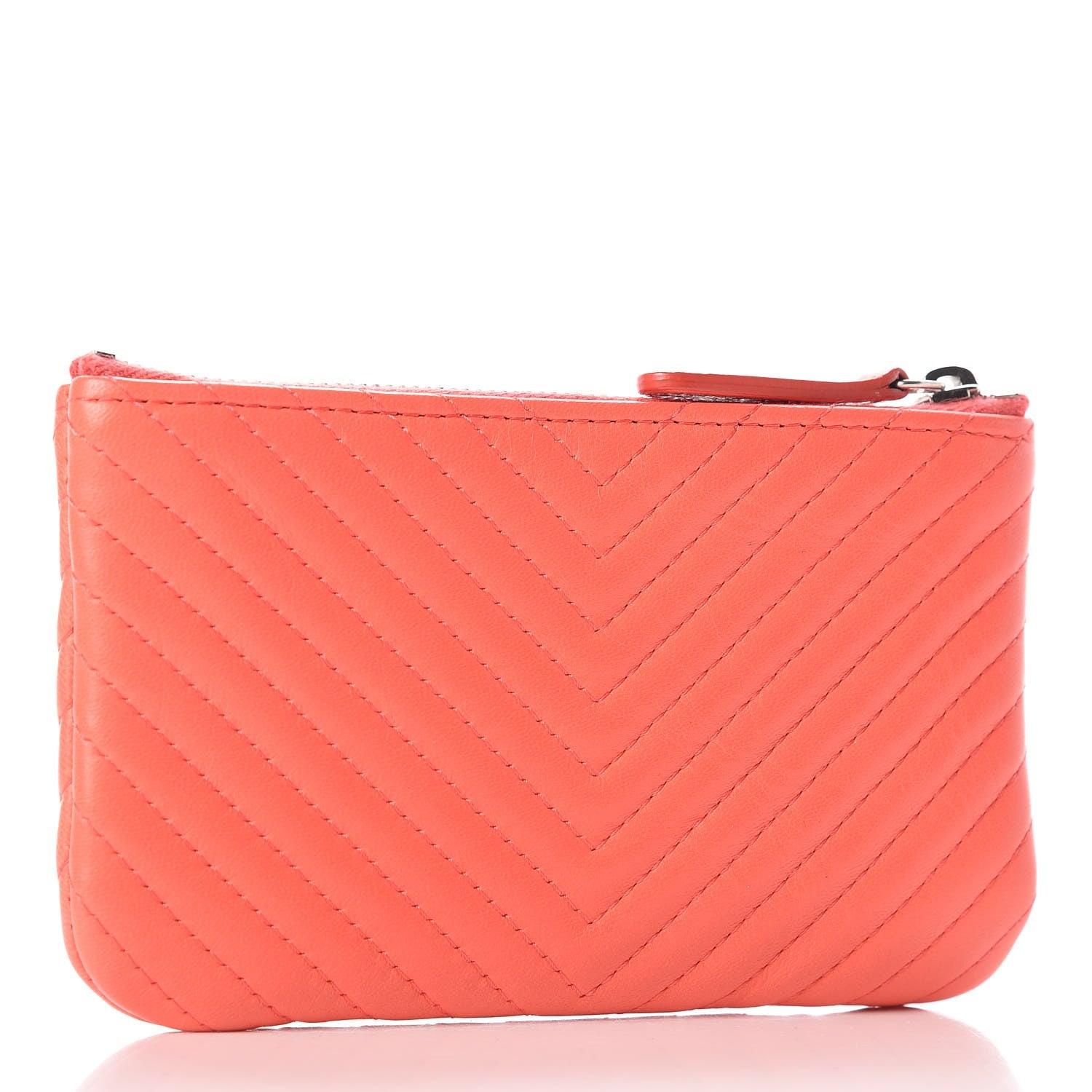Chanel Calfskin Chevron Small Cosmetic Case Pink 3 of 8