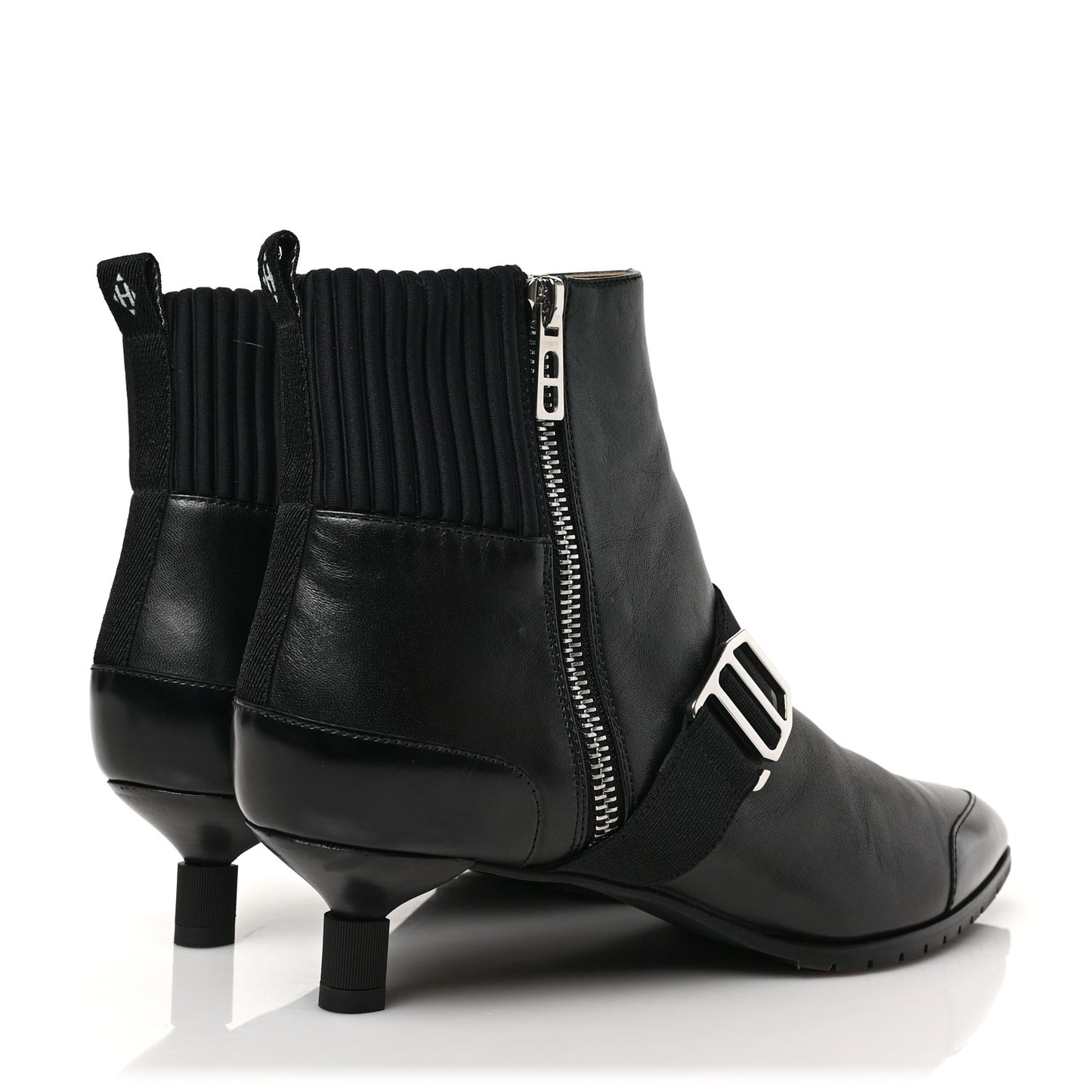 Tuscan Calfskin Technical Canvas Shocky Ankle Boots 37 Black