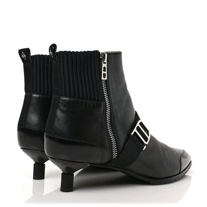 Hermes Tuscan Calfskin Technical Canvas Shocky Ankle Boots 37 Black 4 of 8
