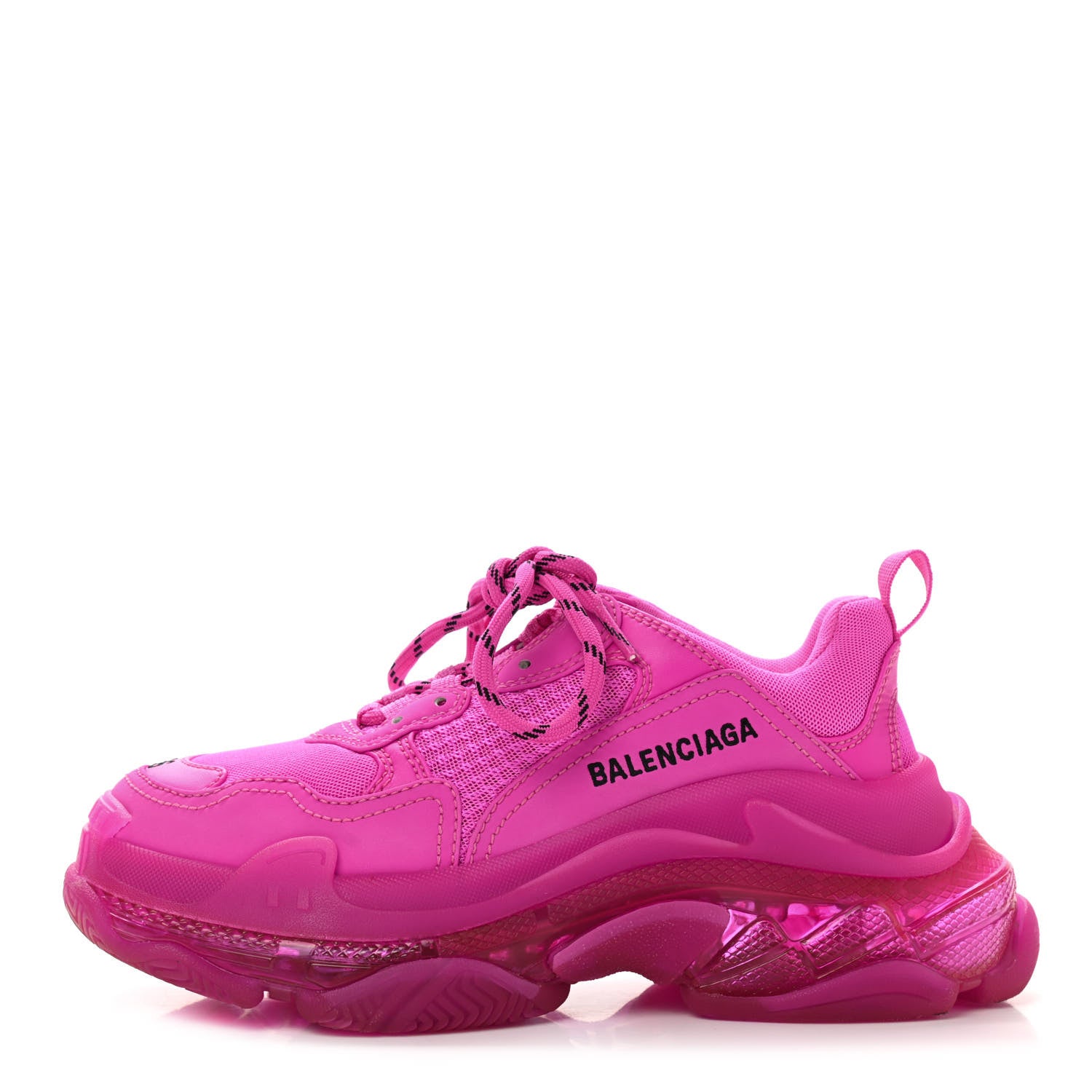 Balenciaga Fabric Mesh Clear Sole Fluo Womens Triple S Sneakers 36 Pink 1 of 11