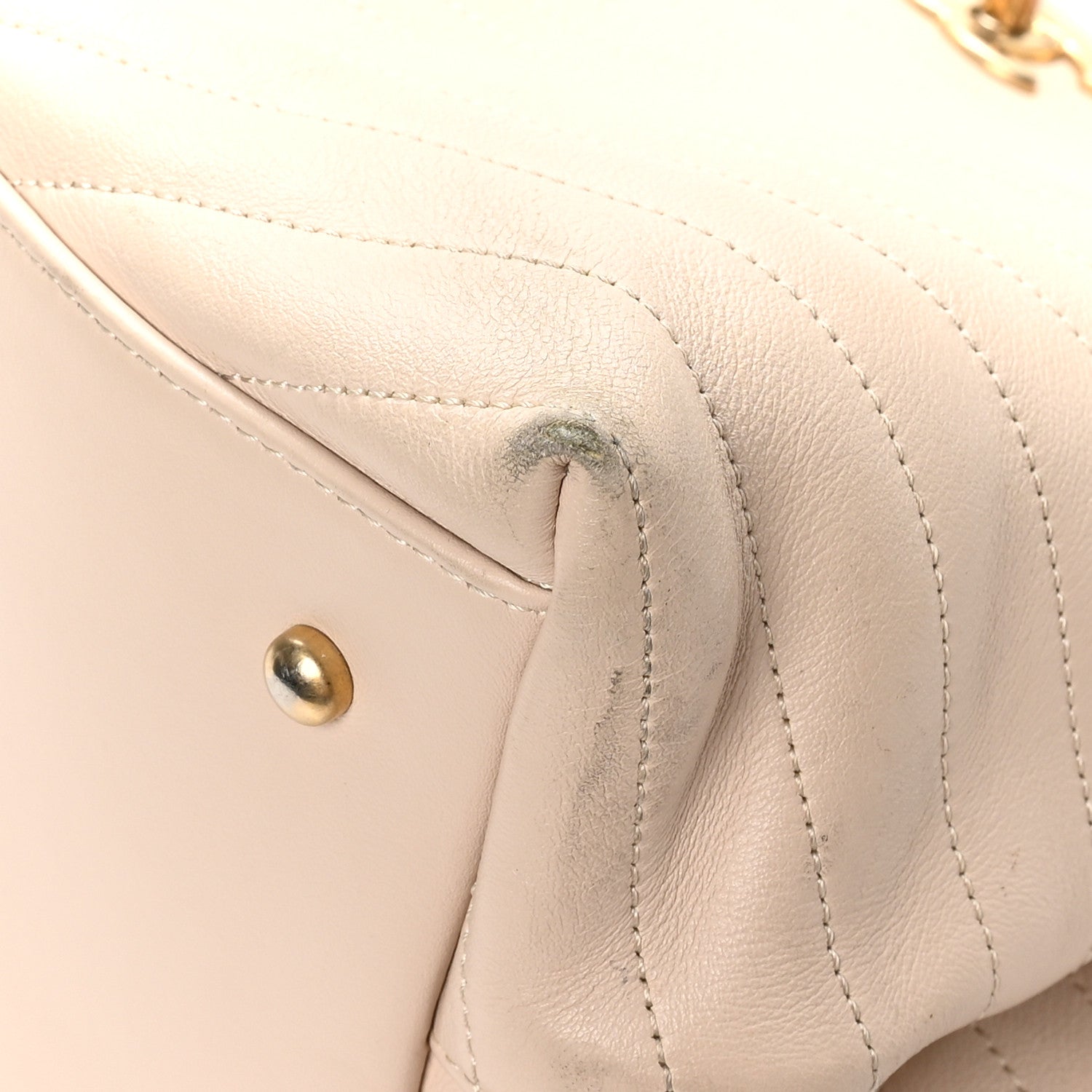 Chanel Calfskin Elaphe Stitched Large Chevron Chic Shopping Bag Beige 10 of 21