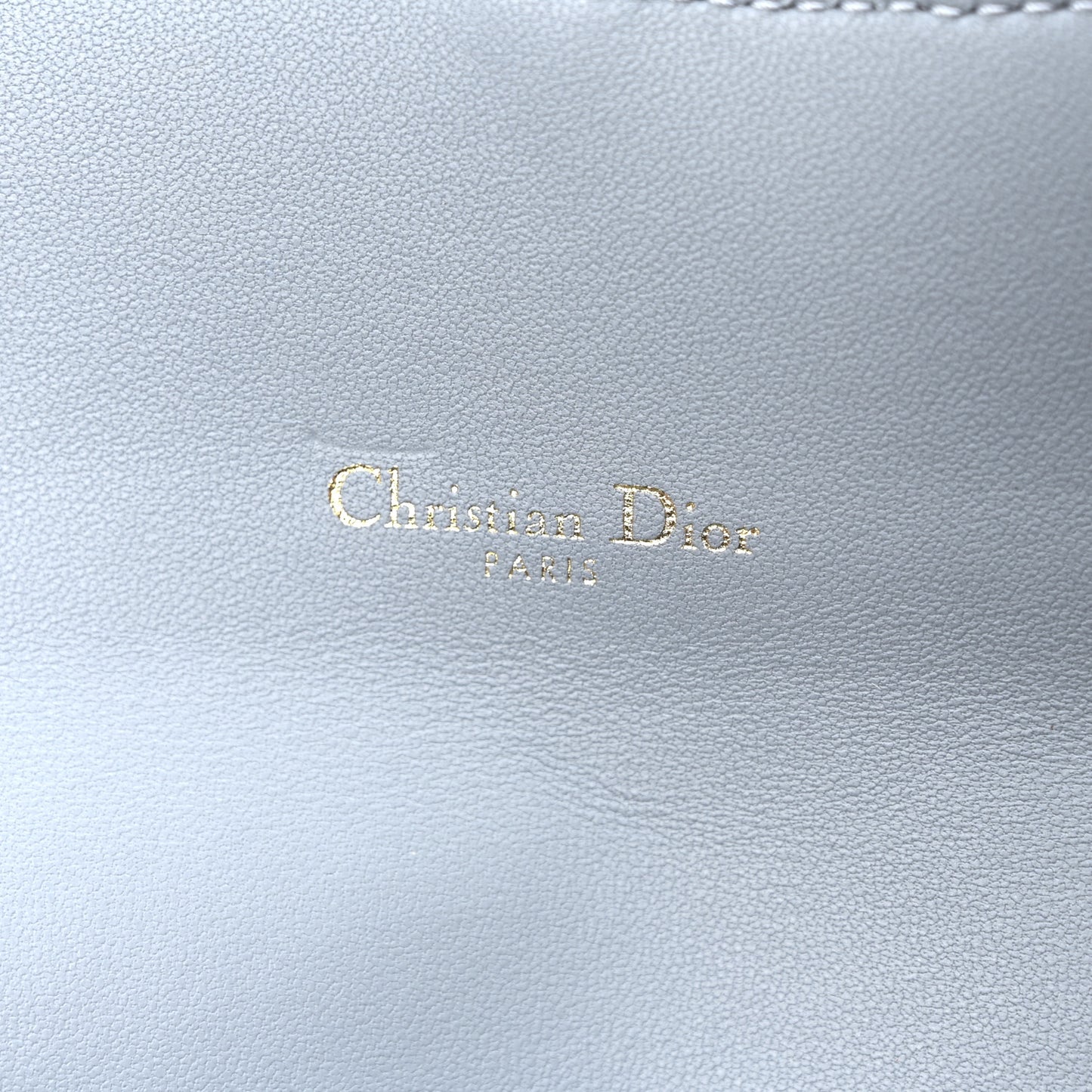 Grained Calfskin Saddle Chain Wallet Pouch Cloud Blue