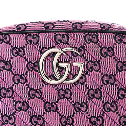 Gucci Monogram Multicolor Matelasse Diagonal Small GG Marmont Chain Shoulder Bag Pink Blue 12 of 19