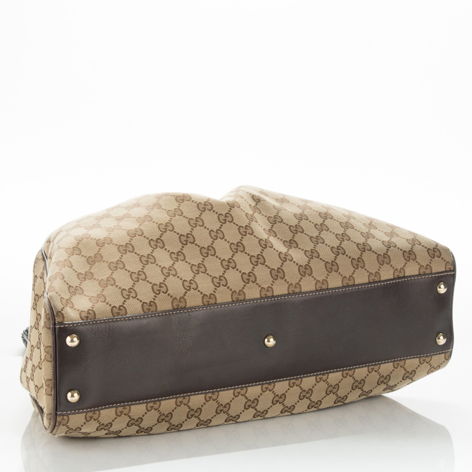 Gucci Monogram Peggy Braided Tote Dark Brown 4 of 7