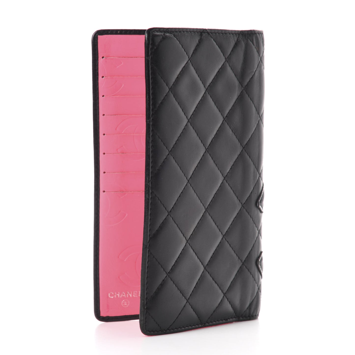 Calfskin Quilted Cambon Yen Wallet Black