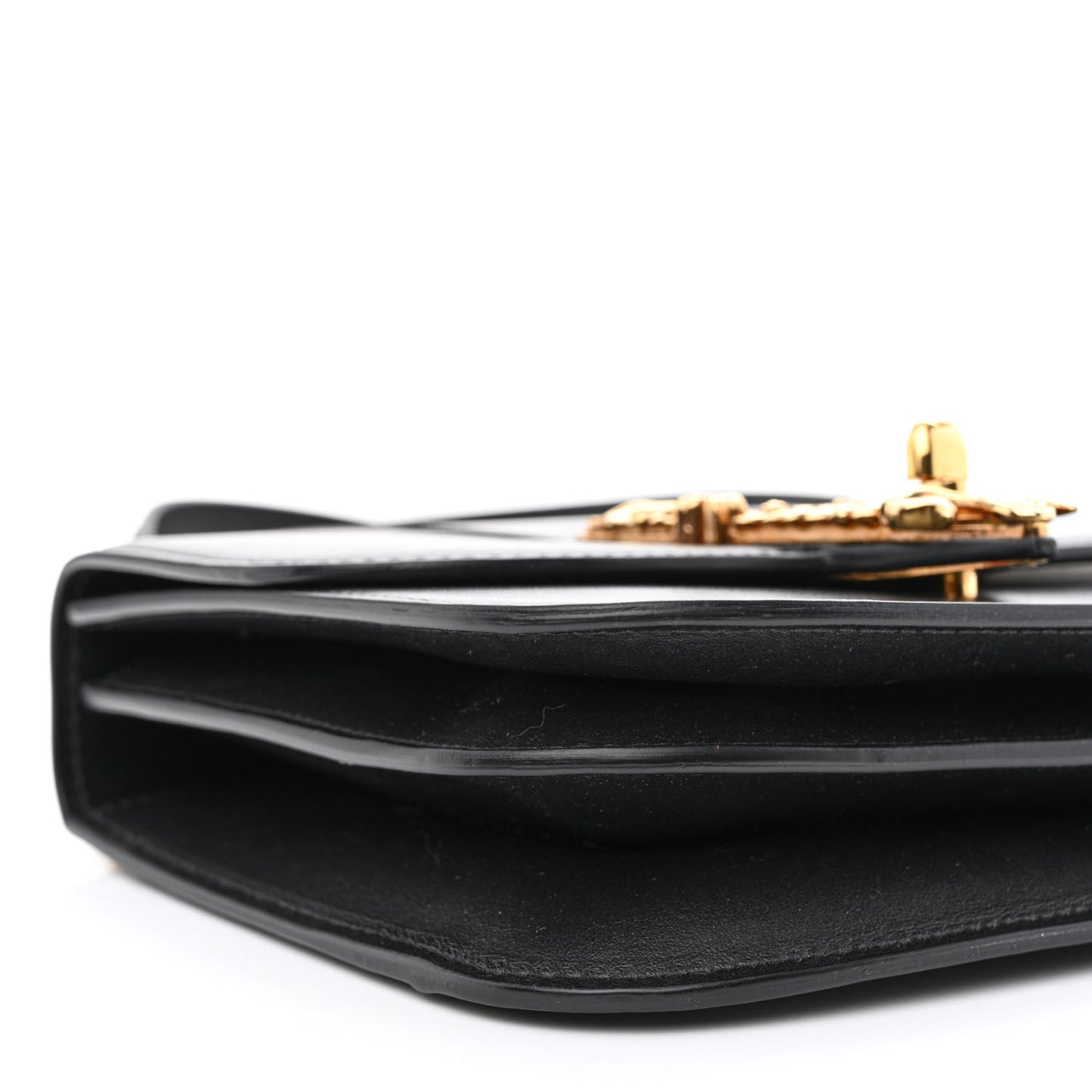 Vitello Barocco Virtus Small Top Handle Shoulder Bag Black