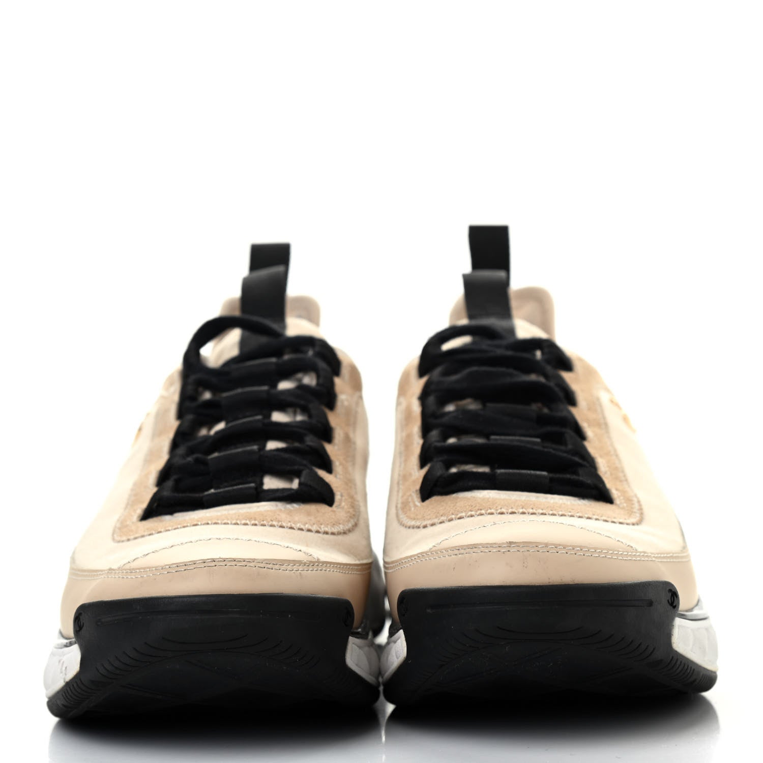 Chanel Velvet Calfskin Mixed Fibers CC Sneakers 39.5 Beige 2 of 7