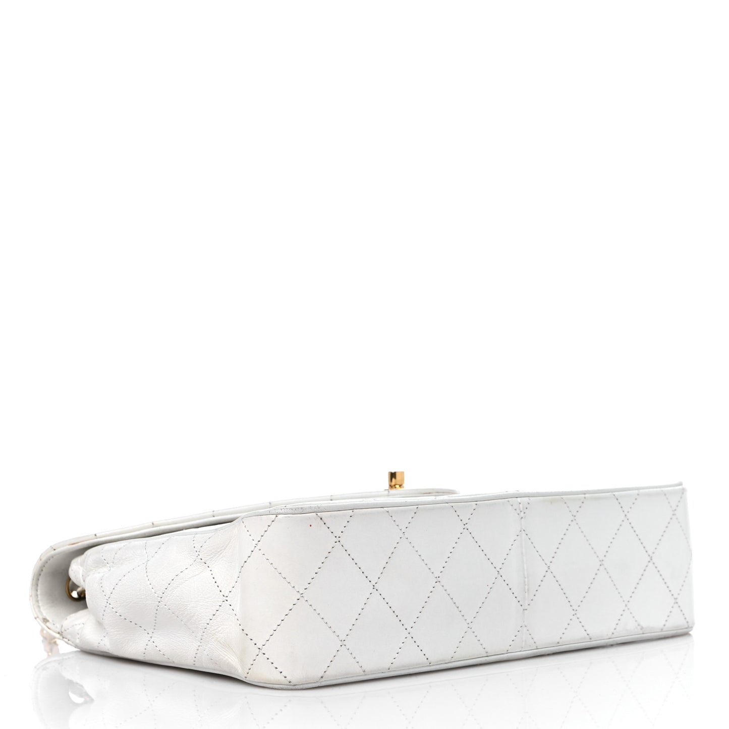 Lambskin Quilted Envelope Flap White