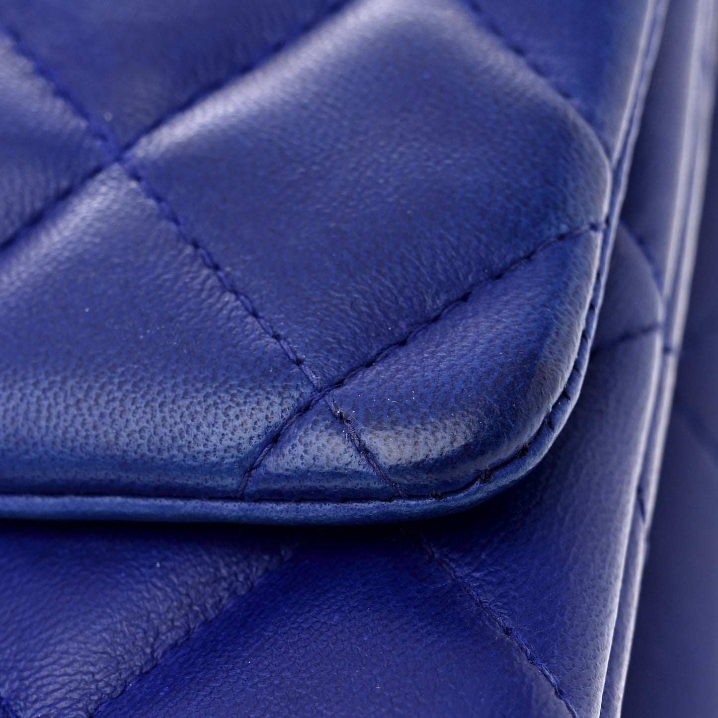 Lambskin Quilted Clutch with Chain Flap Blue