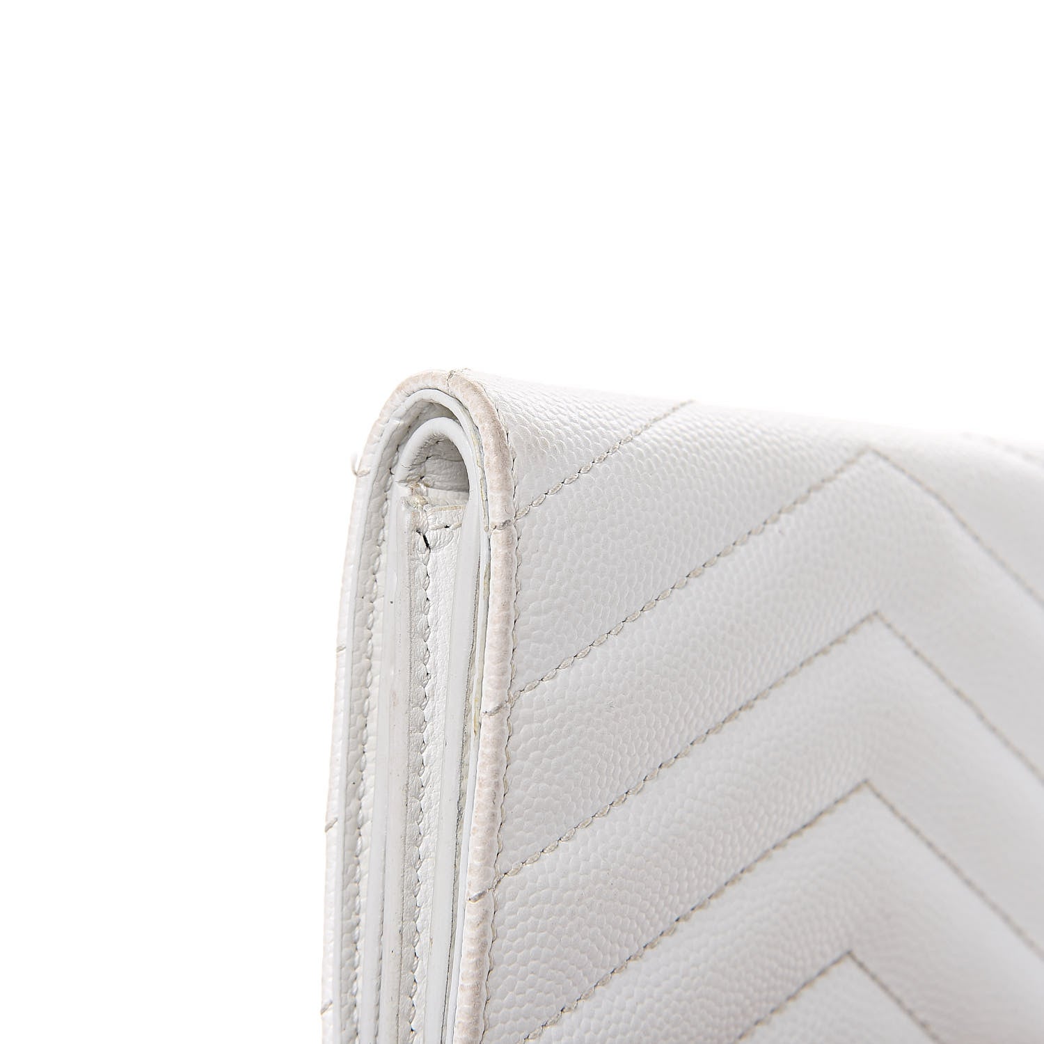 Saint Laurent Grain De Poudre Matelasse Chevron Monogram Card Case White 9 of 11