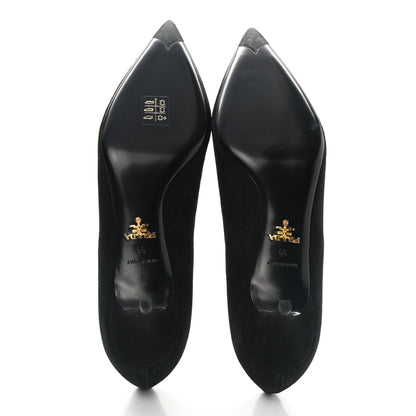 Prada Suede Pointed Toe Pumps 39 Black 5 of 8