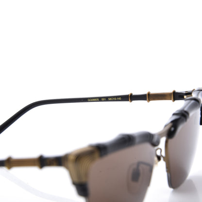 Gucci Acetate Metal Bamboo Sunglasses GG660S Black Brown 7 of 9