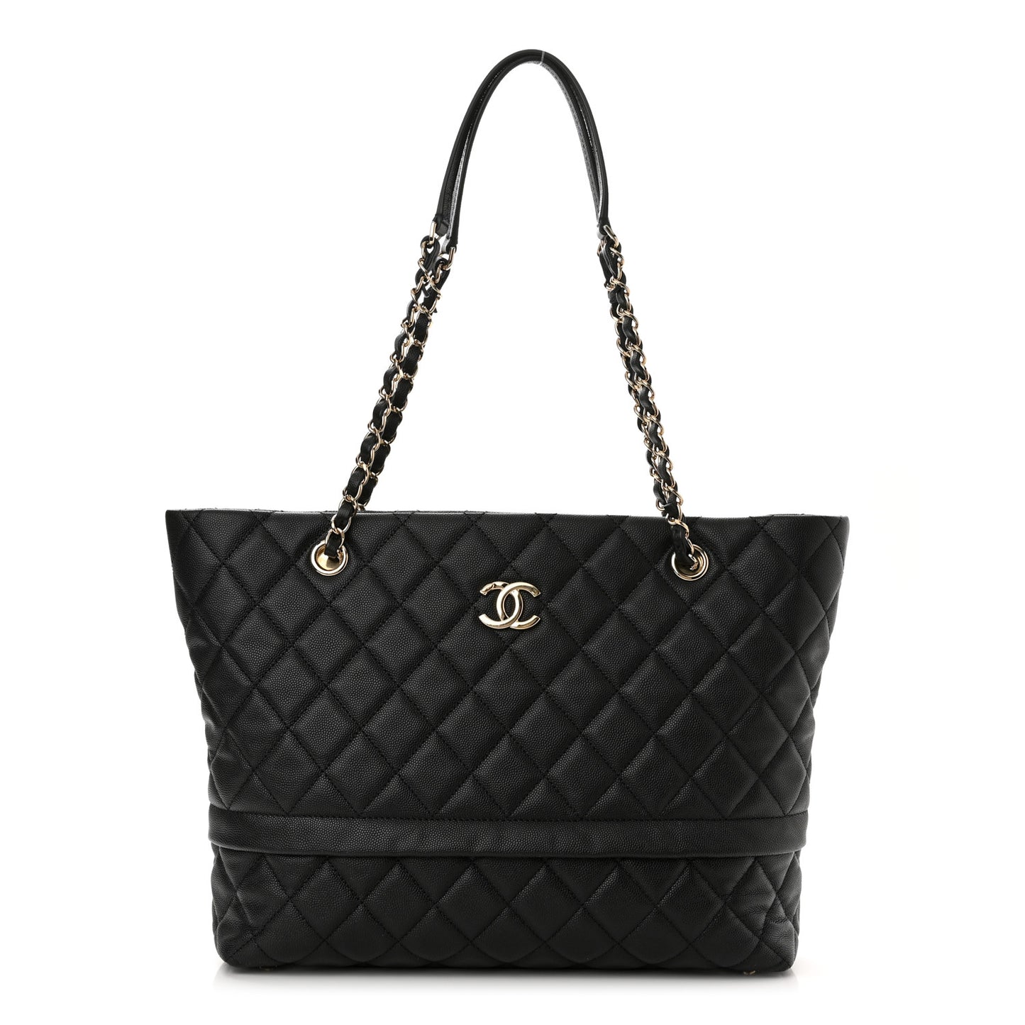 Caviar Quilted Rolled Up Tote Black