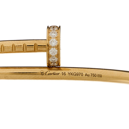 Cartier 18K Yellow Gold Diamond Small Juste Un Clou Bracelet 16 4 of 5