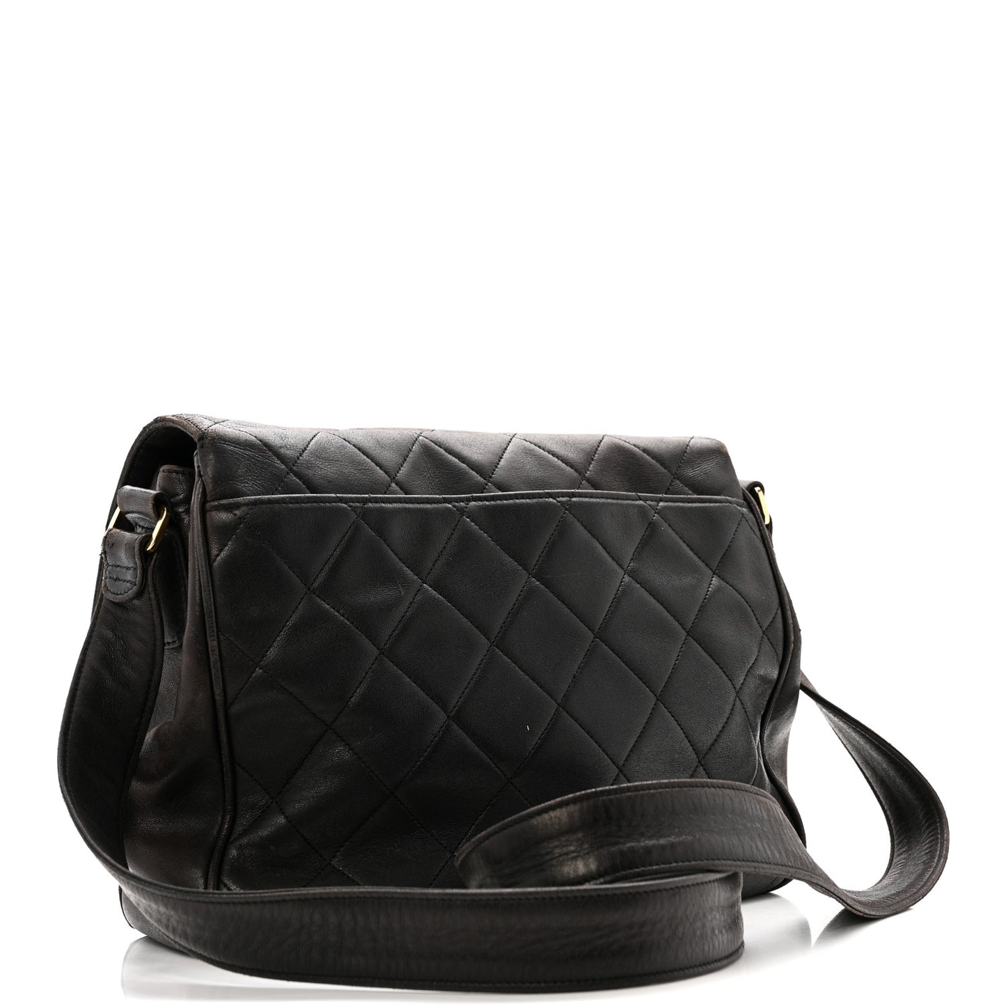 Lambskin Quilted Flap Shoulder Bag Black