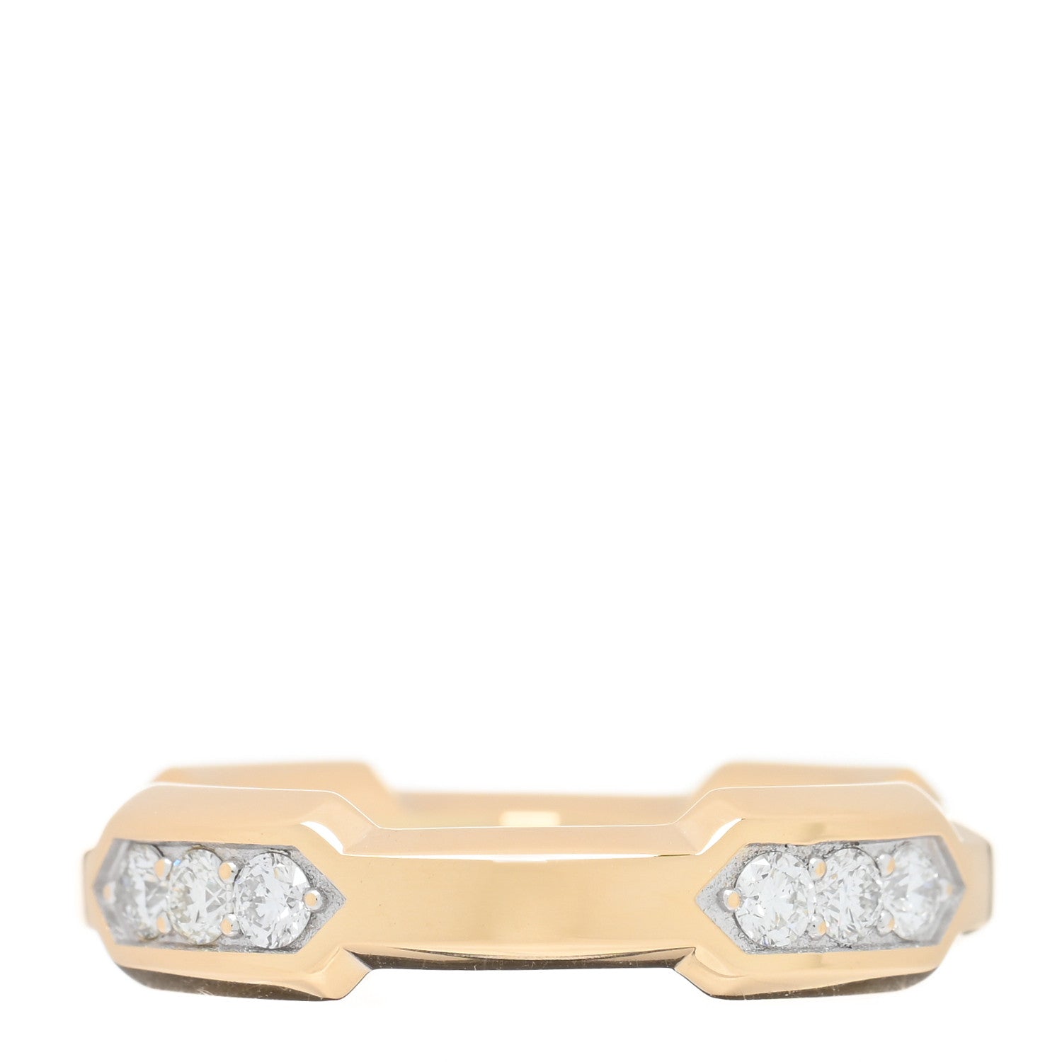 David Yurman 18K Yellow Gold Diamond Hex Station Band Ring 63 10.25 3 of 4