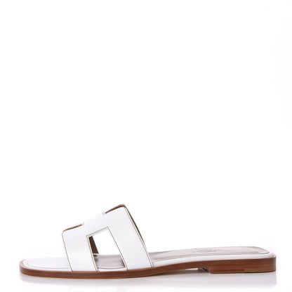 Hermes Box Calfskin Oran Sandals 37 White 1 of 16
