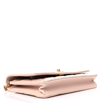 Chanel Lambskin Quilted CC Pearl Crush Wallet on Chain WOC Light Beige 4 of 13