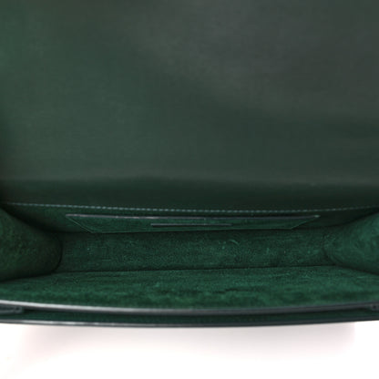 Saint Laurent Smooth Calfskin Medium Monogram Sunset Satchel Dark Green 5 of 10