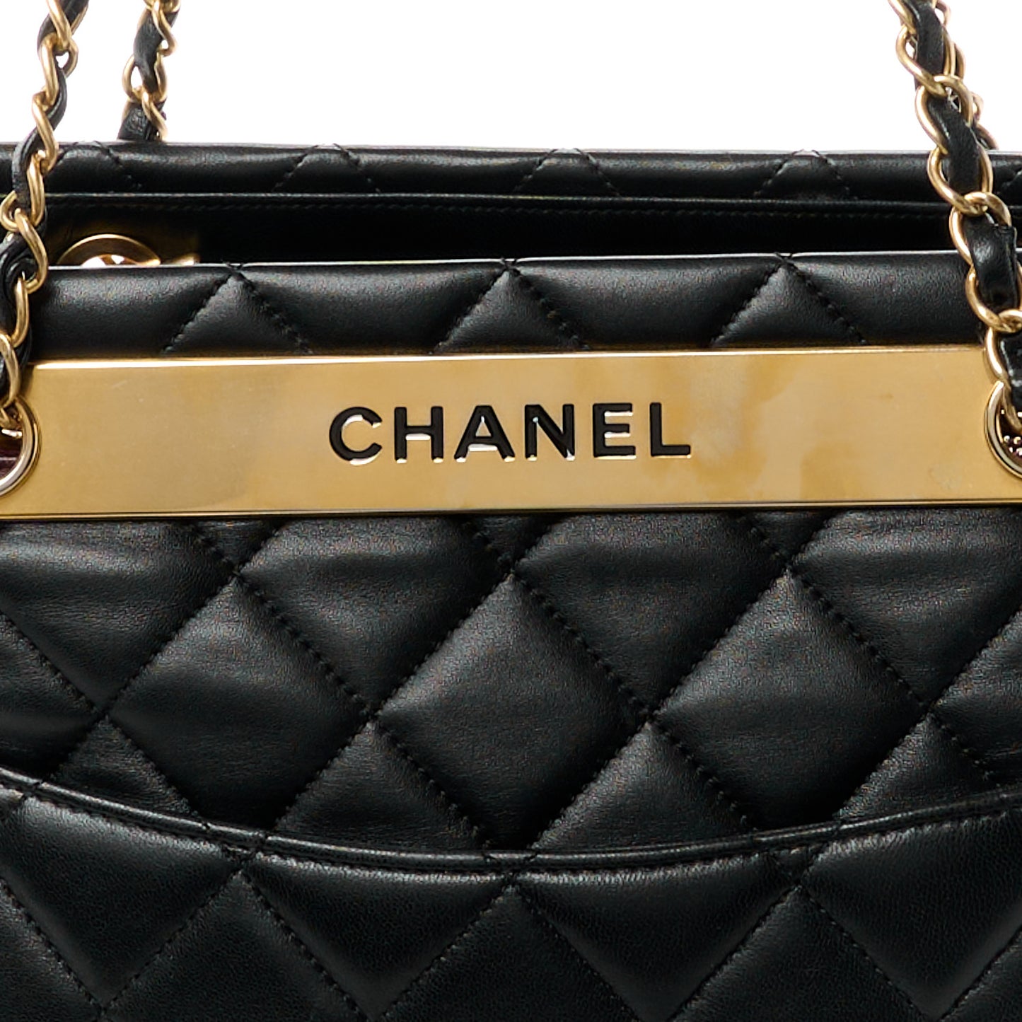 Lambskin Quilted Trendy CC Tote Black