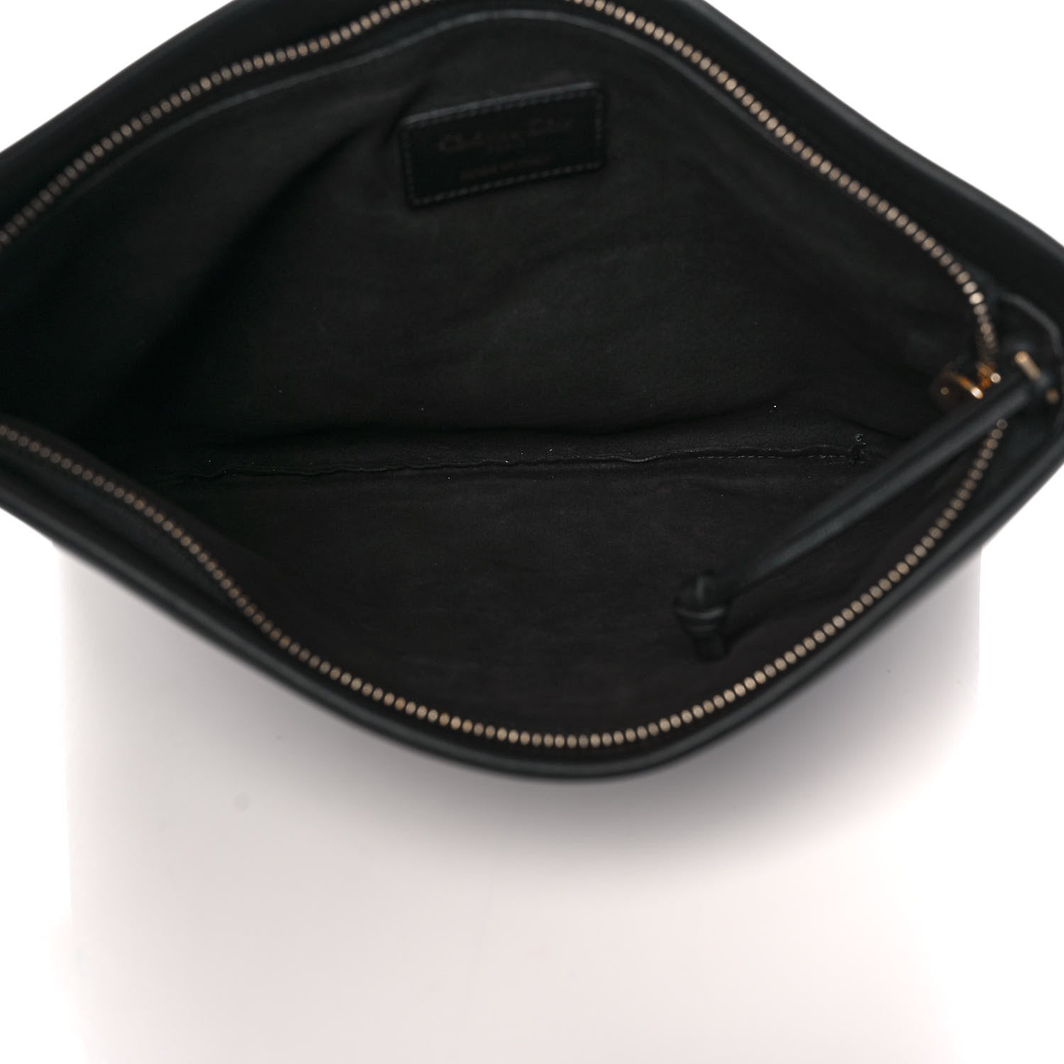 Christian Dior Calfskin Embossed Logo Zip Clutch Black 5 of 9