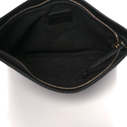 Christian Dior Calfskin Embossed Logo Zip Clutch Black 5 of 9