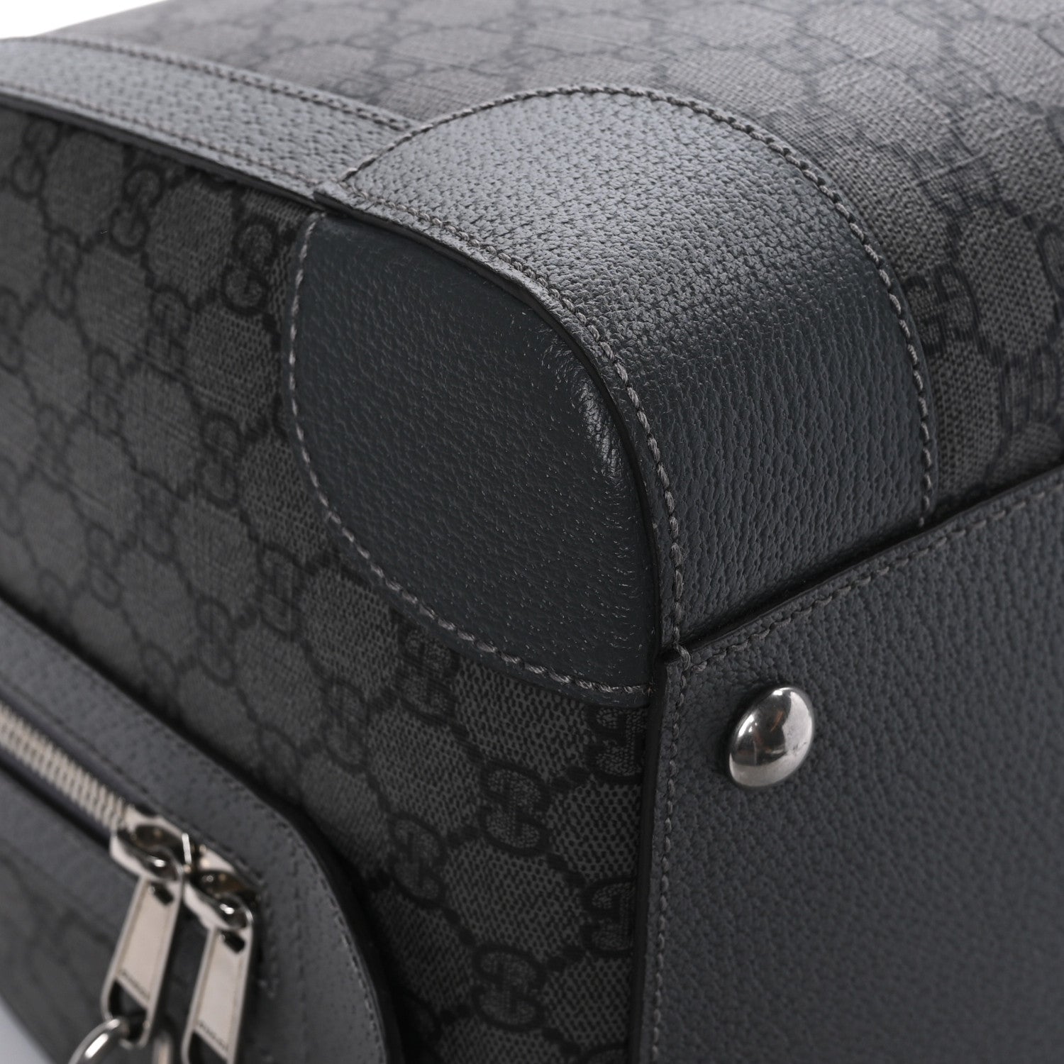 Gucci GG Supreme Monogram Textured Dollar Calfskin Medium Savoy Duffle Bag Grey Black Graphite Grey 7 of 10