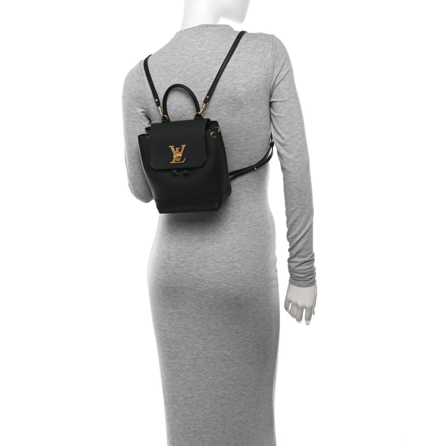 Louis Vuitton Calfskin Lockme Mini Backpack Black 2 of 10