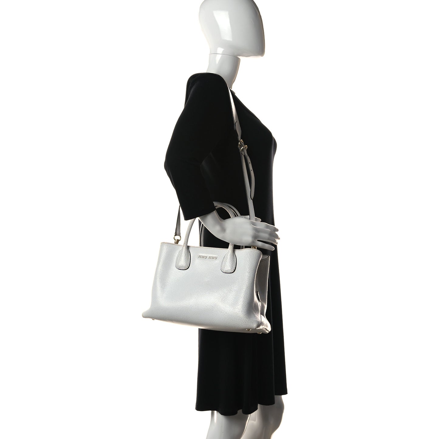 Calfskin Craquele Shopping Bag White