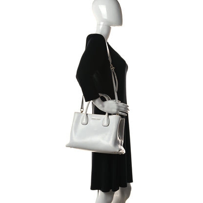 Miu Miu Calfskin Craquele Shopping Bag White 2 of 16