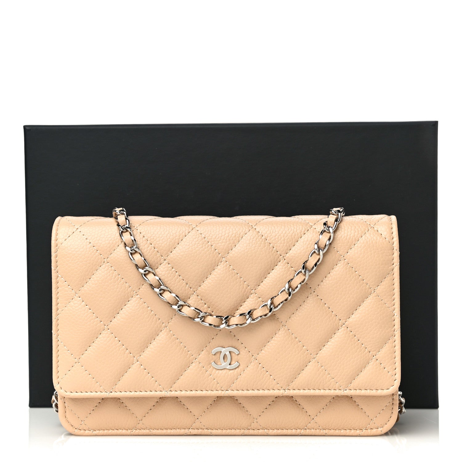 Chanel Caviar Quilted Wallet On Chain WOC Beige 11 of 11
