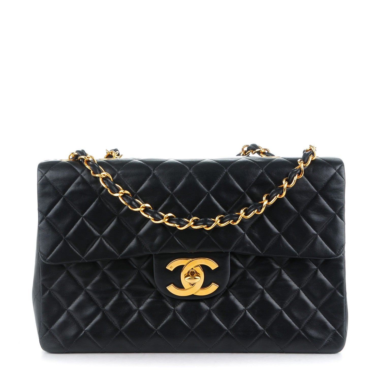 Chanel Lambskin Quilted XL Jumbo Single Flap Black 1 of 10