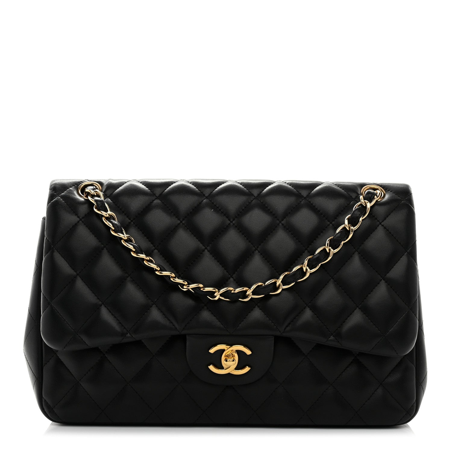 Chanel Lambskin Quilted Jumbo Double Flap Black 1 of 10