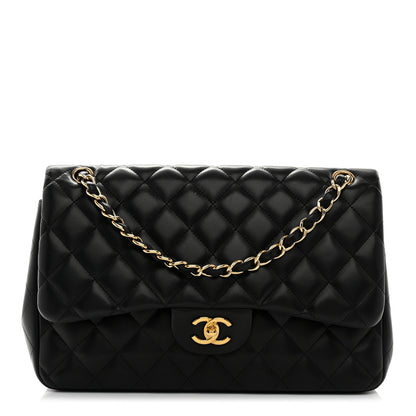 Chanel Lambskin Quilted Jumbo Double Flap Black 1 of 10
