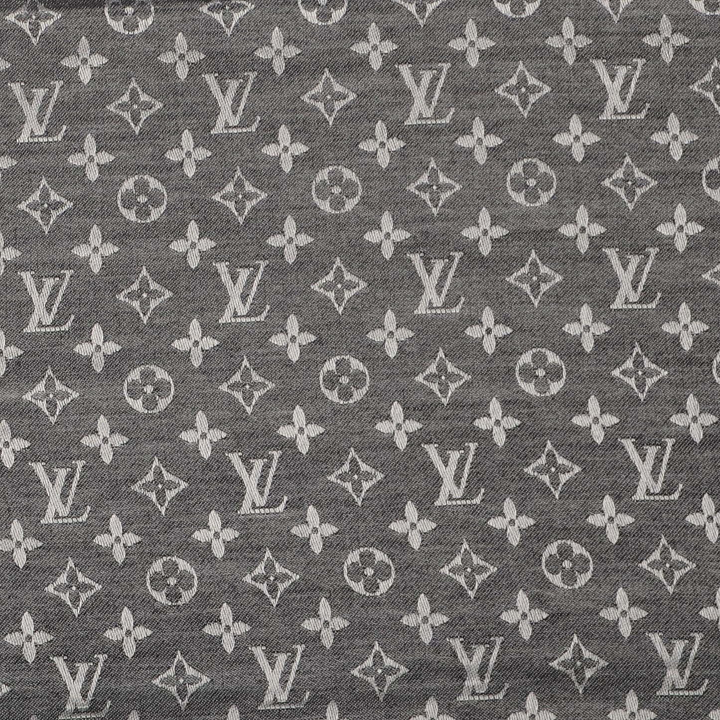 Silk Wool Monogram Denim Shawl Black