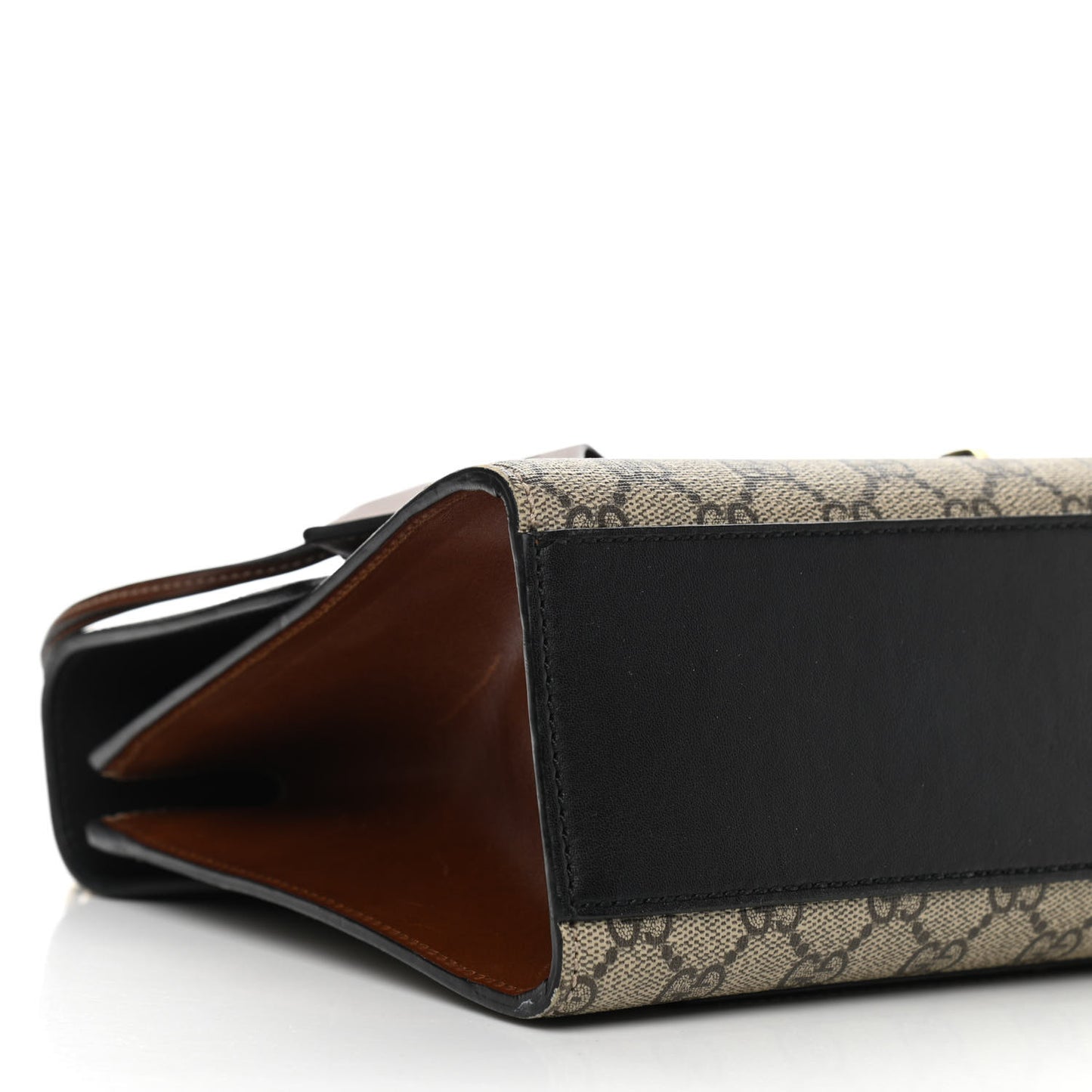 GG Supreme Monogram Calfskin Medium Padlock Shoulder Bag Beige Black Cuir