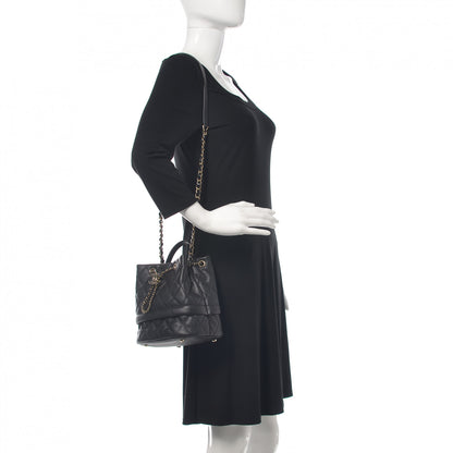 Chanel Caviar Quilted Rolled Up Bucket Drawstring Bag Black 2 of 9