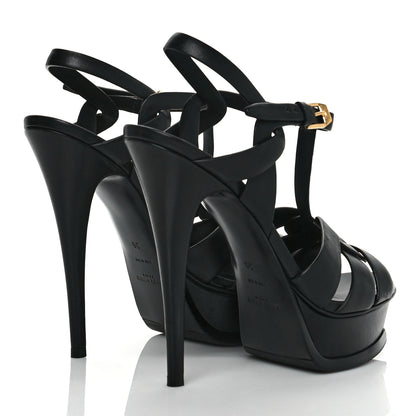 Saint Laurent Calfskin Tribute 105 Platform Sandals 39 Black 4 of 8