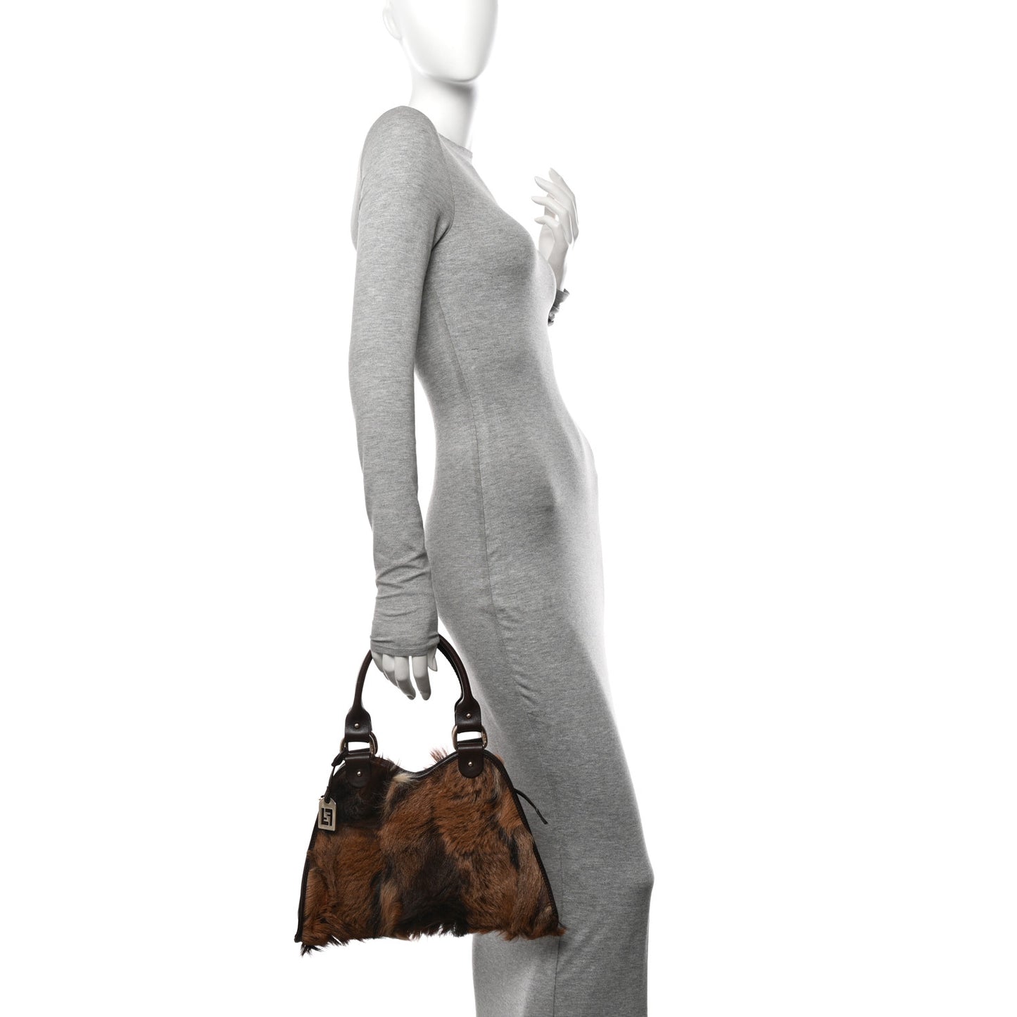 Fox Fur Small Devil Trapezio Tote Marrone Beige