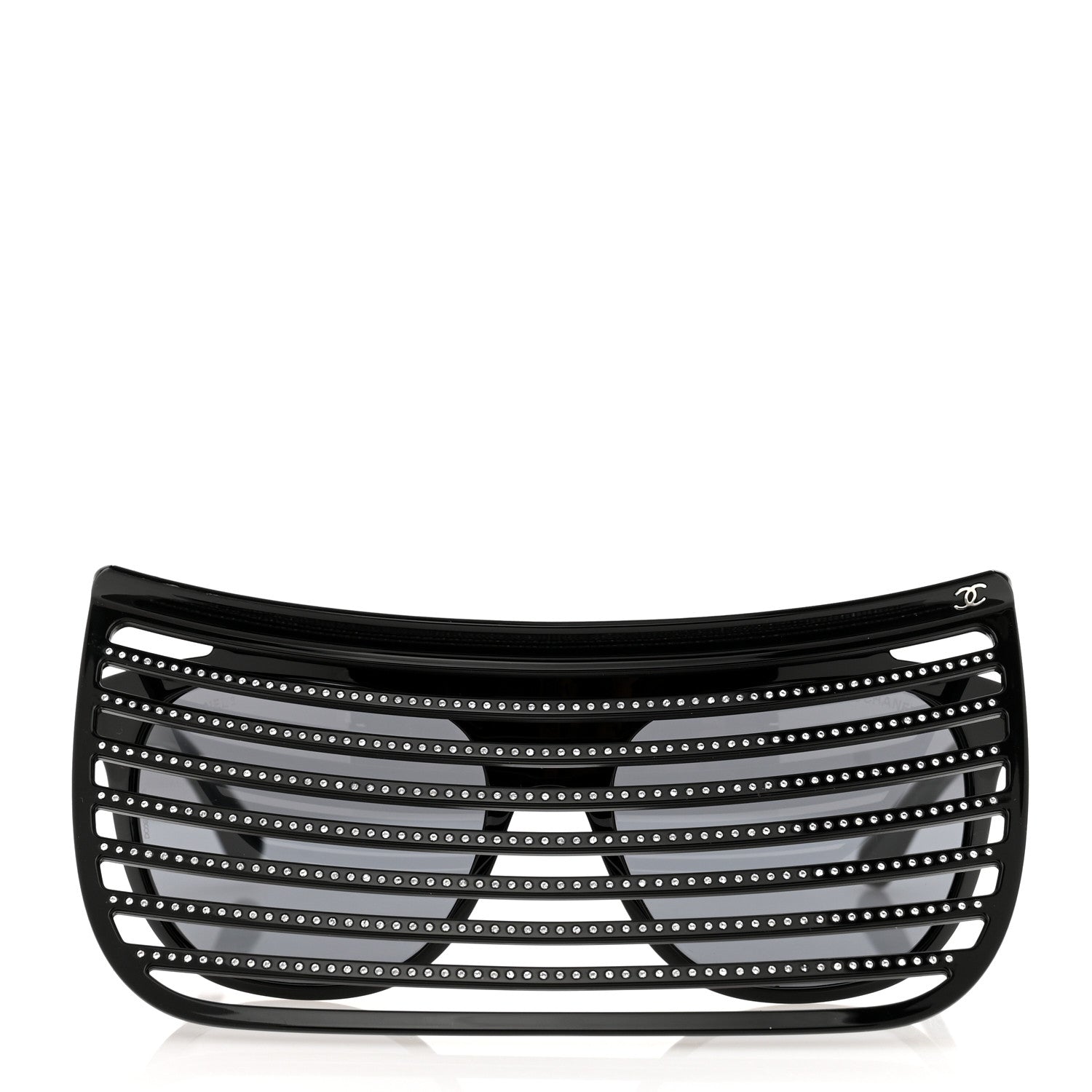 Chanel Nylon Crystal Square Sunglasses 71538 Black Grey 4 of 9