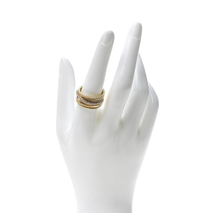 David Yurman 18K Yellow White Gold Diamond 11mm Wide Crossover Ring 58 8.25 2 of 4