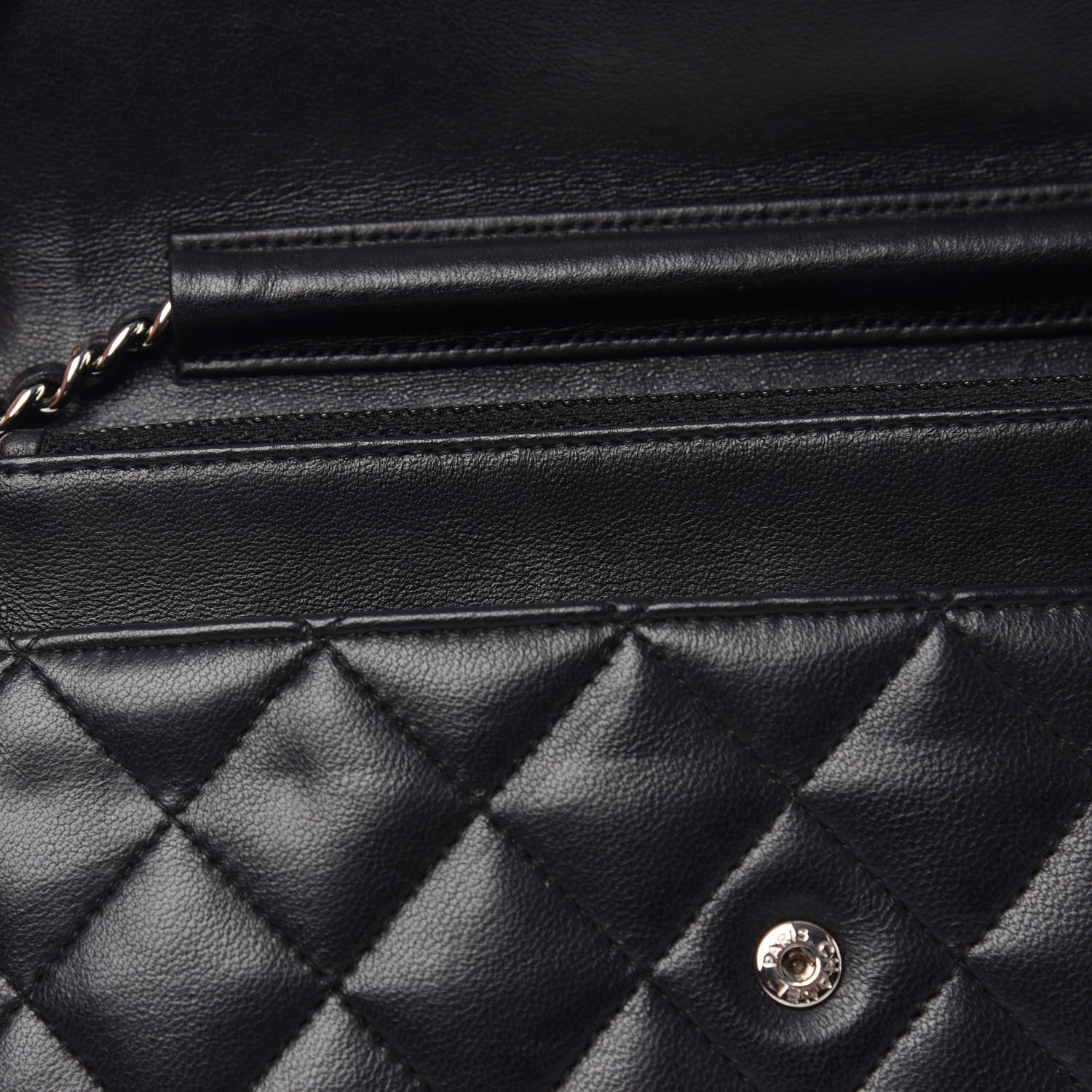 Chanel Lambskin Quilted Wallet On Chain WOC Black 13 of 14
