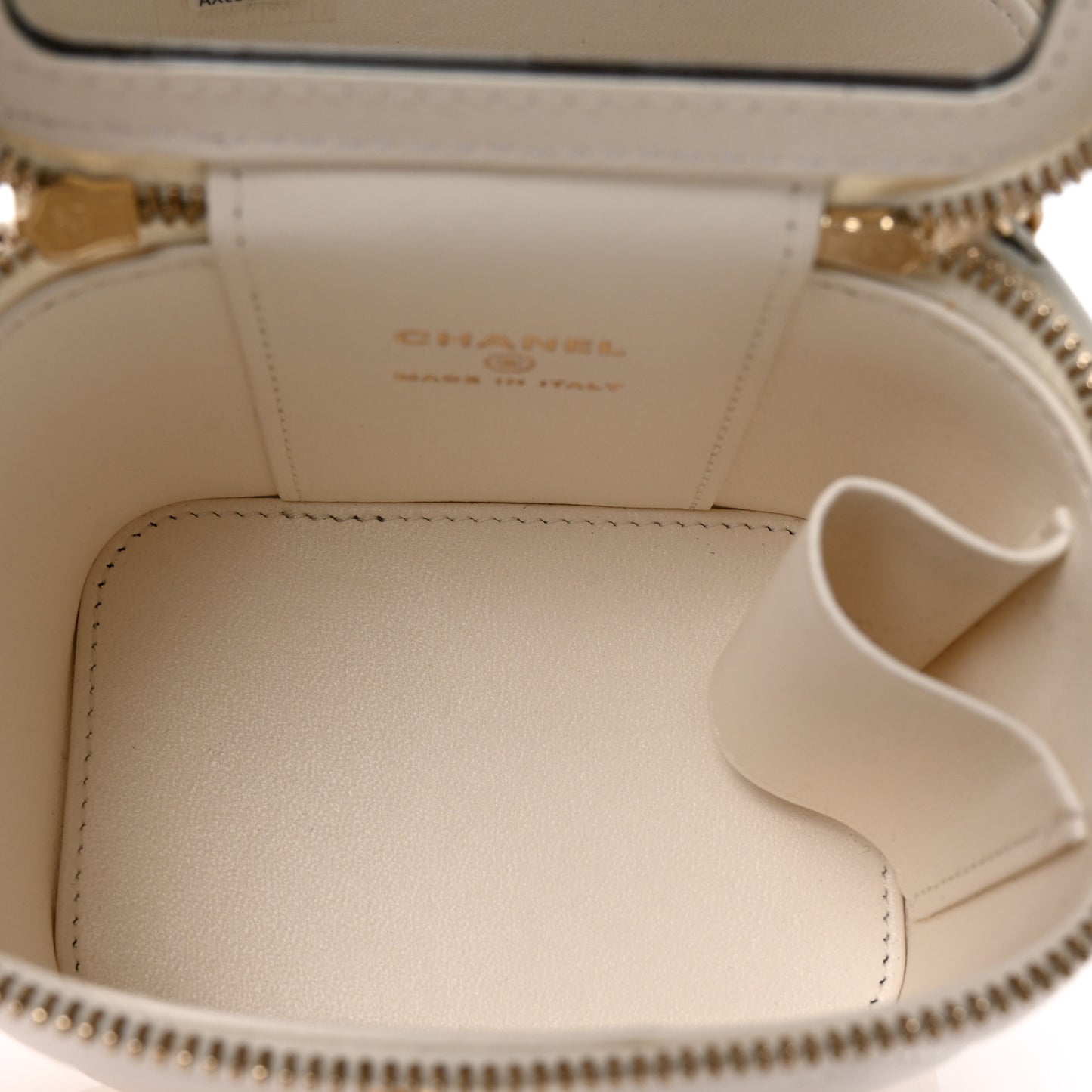 Lambskin Quilted Mini Vanity Case With Chain White