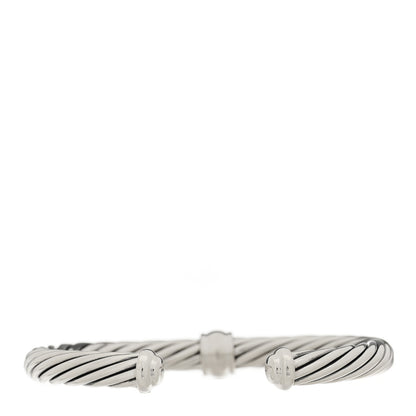 David Yurman Sterling Silver Black Diamond 7mm Cable Classics Station Bracelet 2 of 3