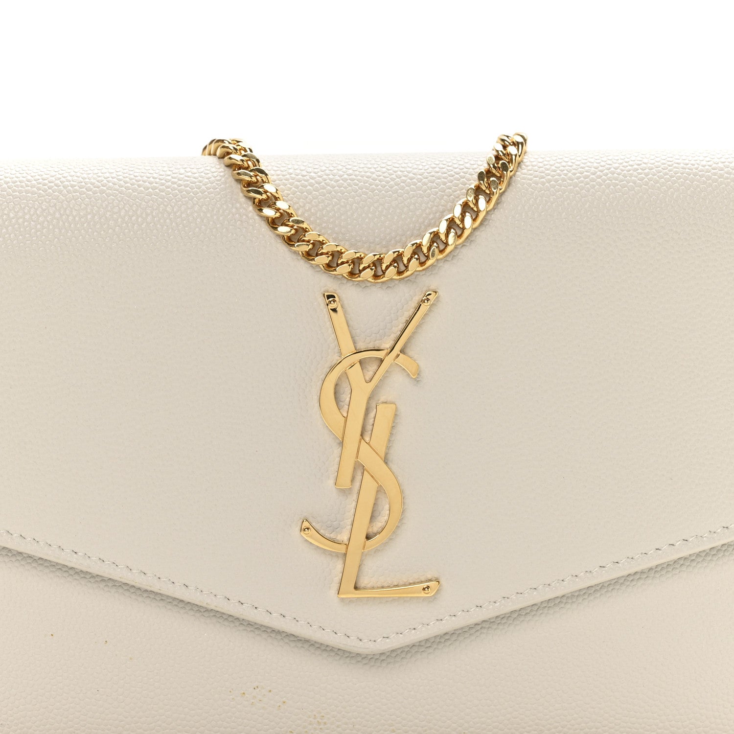 Saint Laurent Grain De Poudre Monogram Uptown Chain Wallet Crema Soft 9 of 11