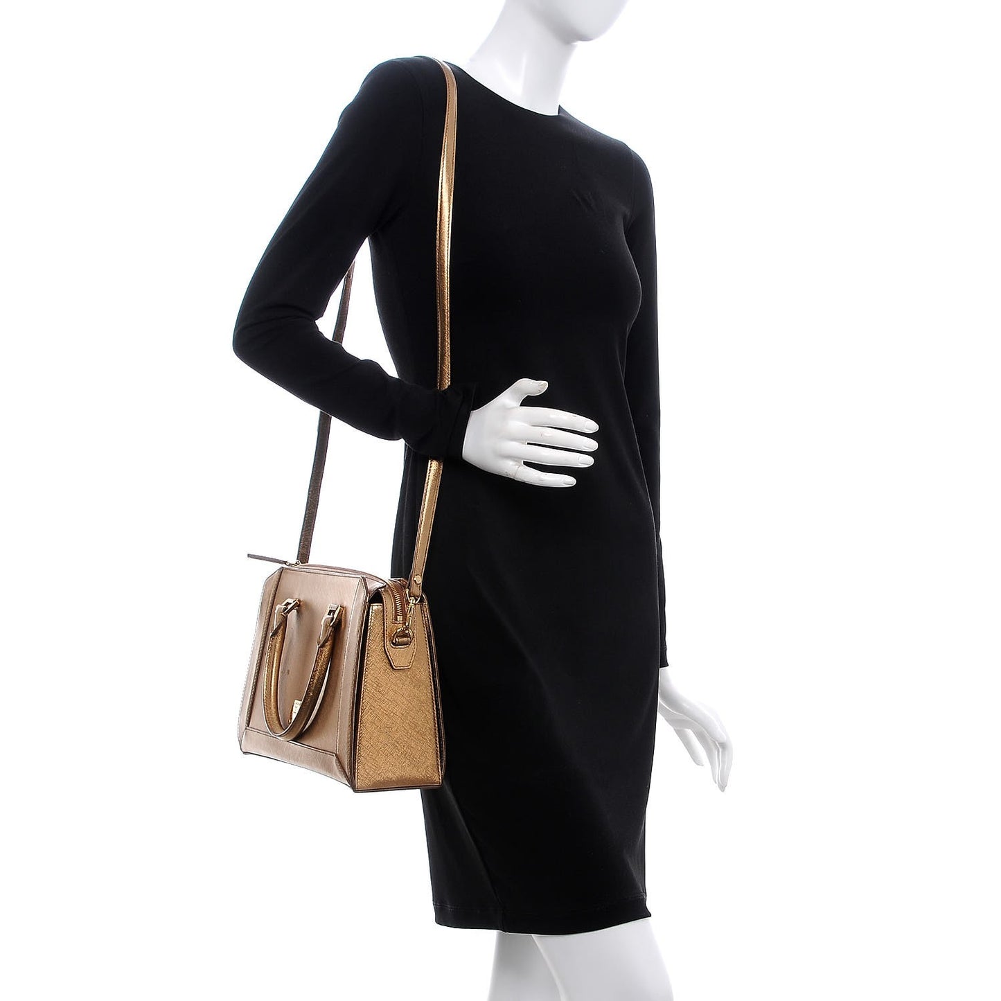 Metallic Saffiano Nuovo Tote Gold
