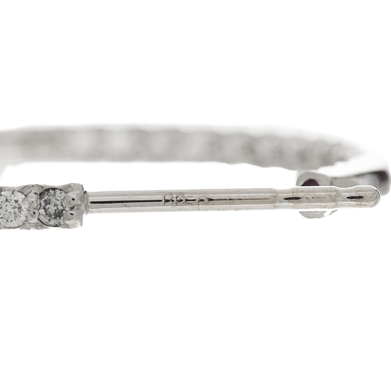 18K White Gold Diamond Medium Hoop Earrings
