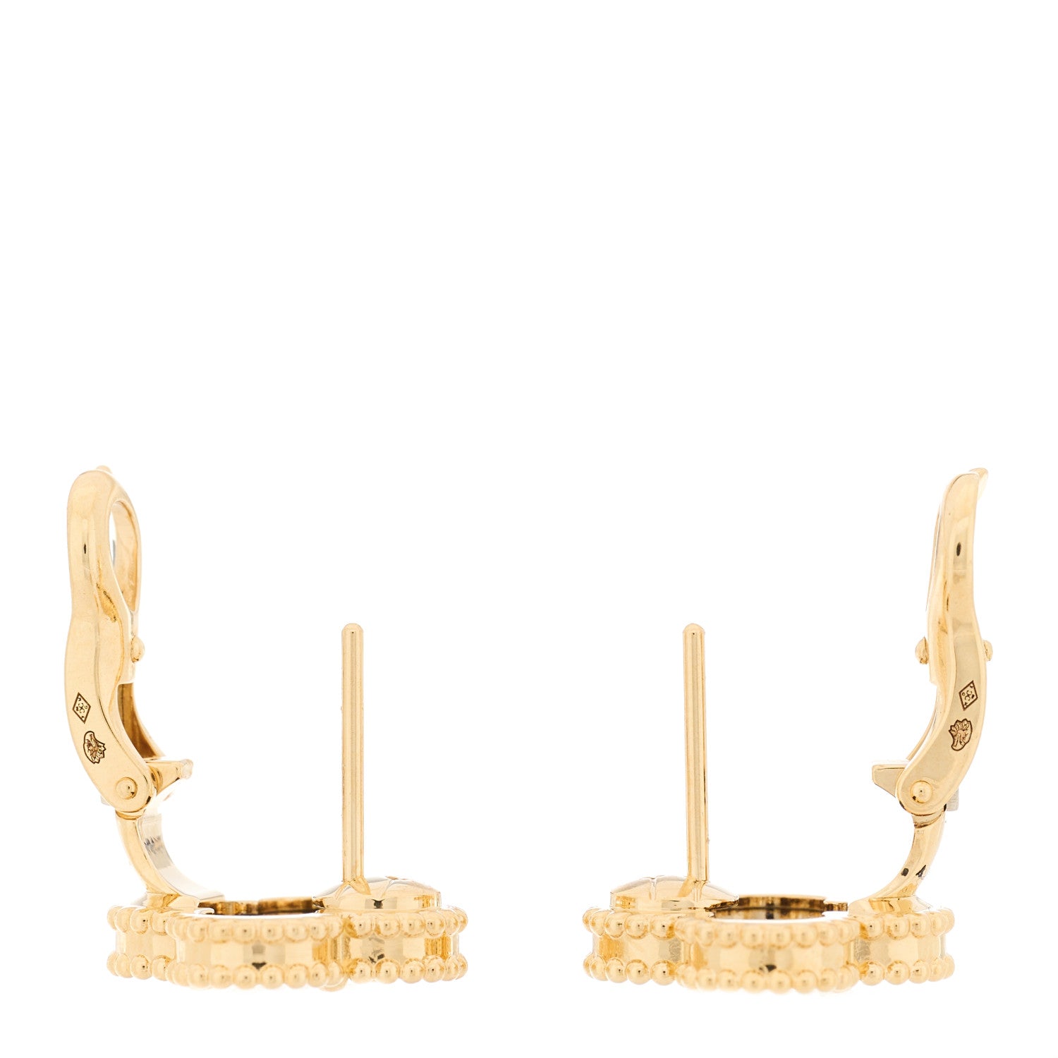 Van Cleef & Arpels 18K Yellow Gold Black Onyx Vintage Alhambra Earrings 3 of 6