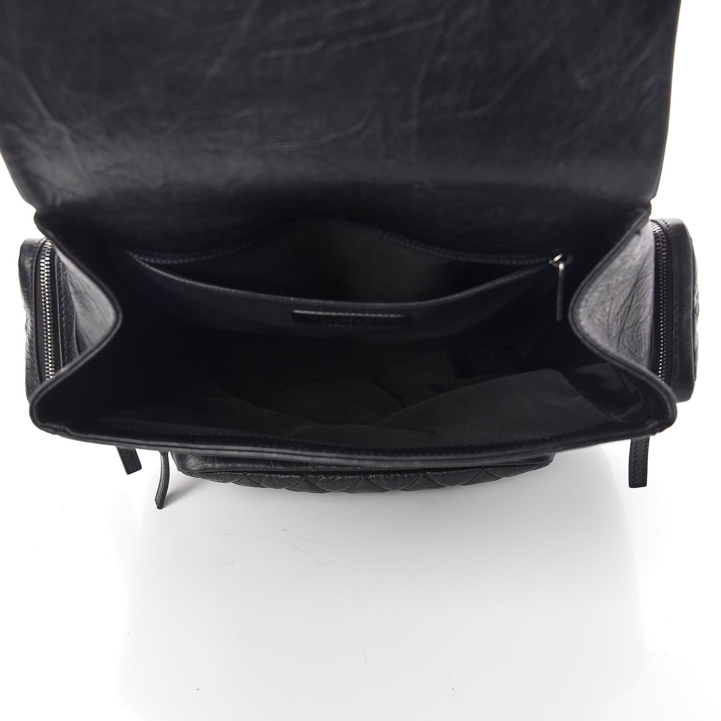 Aged Calfskin Quilted Large Casual Rock Backpack Black