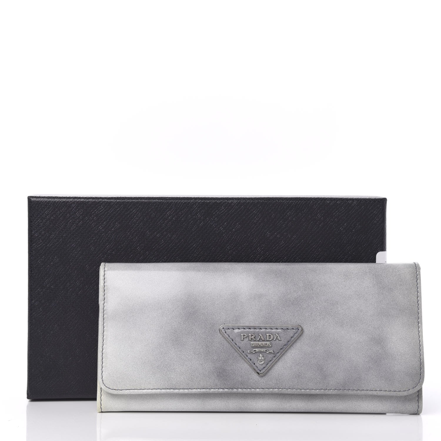 Prada Spazzolato Tria Continental Flap Wallet Grigio 12 of 12